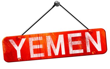 Yemen, 3d render, işareti asılı kırmızı