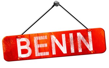 Benin, 3d render, işareti asılı kırmızı
