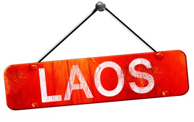 Laos, 3d render, işareti asılı kırmızı