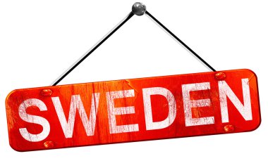 İsveç, 3d render, işareti asılı kırmızı