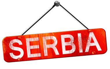 Sırbistan, 3d render, işareti asılı kırmızı