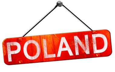 Polonya, 3d render, işareti asılı kırmızı