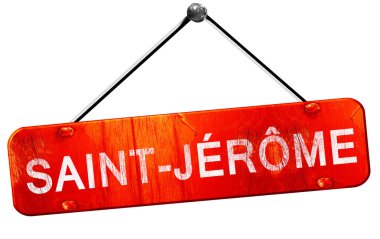 Saint-Jerome, 3d render, işareti asılı kırmızı