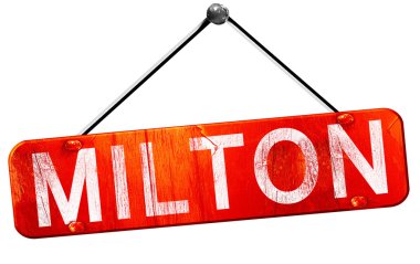 Milton, 3d render, işareti asılı kırmızı