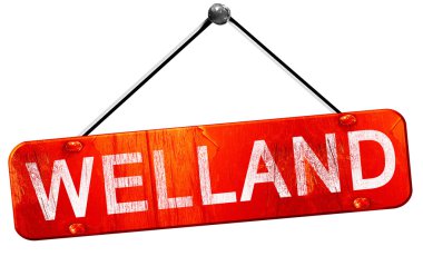 Welland, 3d render, işareti asılı kırmızı