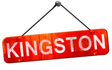 Kingston, 3d render, işareti asılı kırmızı
