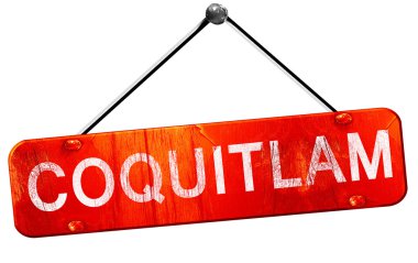 Coquitlam, 3d render, işareti asılı kırmızı