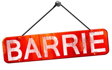 Barrie, 3d render, işareti asılı kırmızı