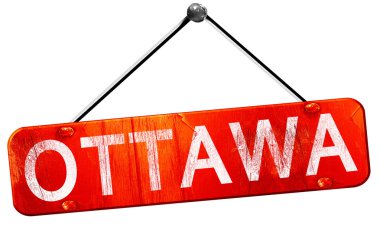 Ottawa, 3d render, işareti asılı kırmızı