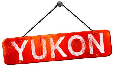 Yukon, 3d render, işareti asılı kırmızı
