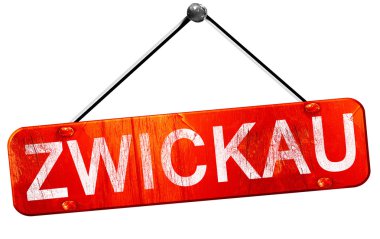 Zwickau, 3d render, işareti asılı kırmızı