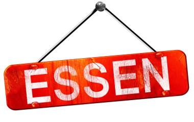 Essen, 3d render, işareti asılı kırmızı