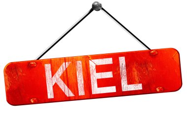 Kiel, 3d render, işareti asılı kırmızı