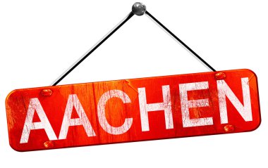 Aachen, 3d render, işareti asılı kırmızı