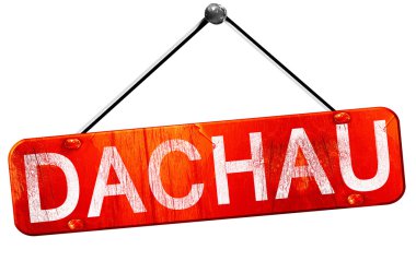 Dachau, 3d render, işareti asılı kırmızı