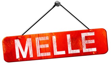 Melle, 3d render, işareti asılı kırmızı