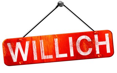 Willich, 3d render, işareti asılı kırmızı