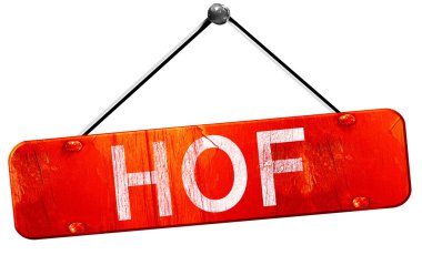 Hof, 3d render, işareti asılı kırmızı