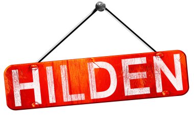 Hilden, 3d render, işareti asılı kırmızı