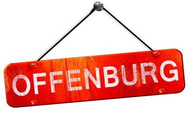 Offenburg, 3d render, işareti asılı kırmızı