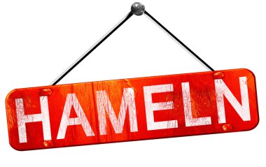 Hameln, 3d render, işareti asılı kırmızı
