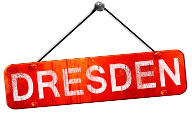 Dresden, 3d render, işareti asılı kırmızı