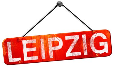 Leipzig, 3d render, işareti asılı kırmızı
