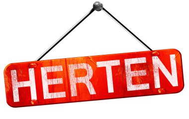 Herten, 3d render, işareti asılı kırmızı