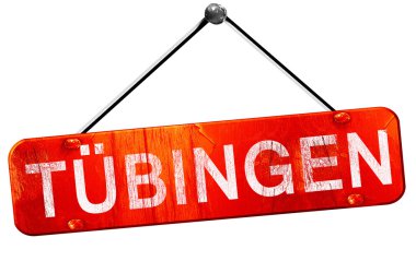 Tubingen, 3d render, işareti asılı kırmızı