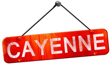 Cayenne, 3d render, işareti asılı kırmızı