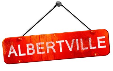 Albertville, 3d render, işareti asılı kırmızı