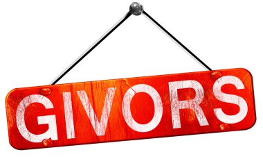 Givors, 3d render, işareti asılı kırmızı