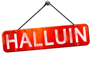 Halluin, 3d render, işareti asılı kırmızı