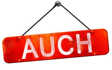 Auch, 3d render, işareti asılı kırmızı