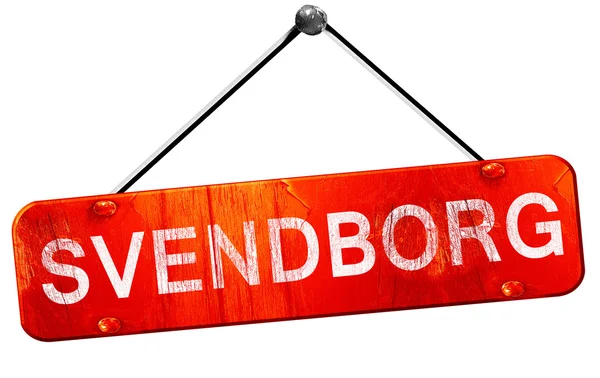 Svendborg, 3d-leképezést, jelzőtáblától piros — Stock Fotó
