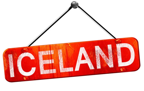 Ισλανδία, 3d rendering, ένα κόκκινο ή κρεμαστές ταμπέλες — Φωτογραφία Αρχείου