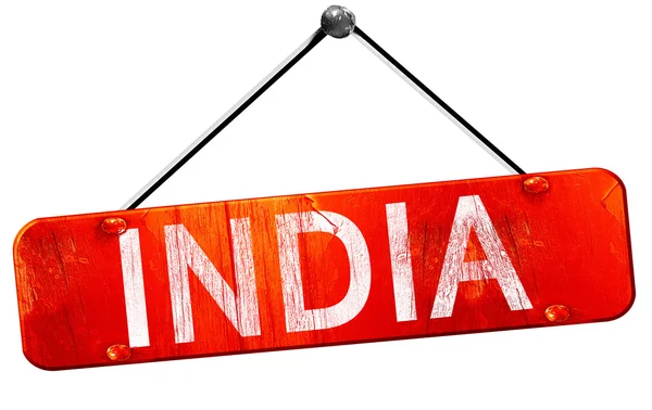 Inde, rendu 3D, un panneau rouge suspendu — Photo