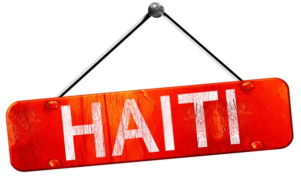 Haïti, rendu 3D, un panneau rouge suspendu — Photo