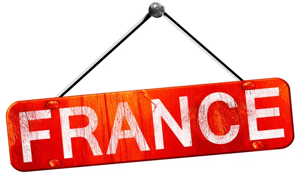 France, 3D rendering, a red hanging sign — Stock Photo, Image