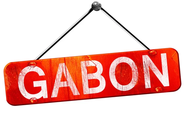 Gabon, rendu 3D, un panneau rouge suspendu — Photo