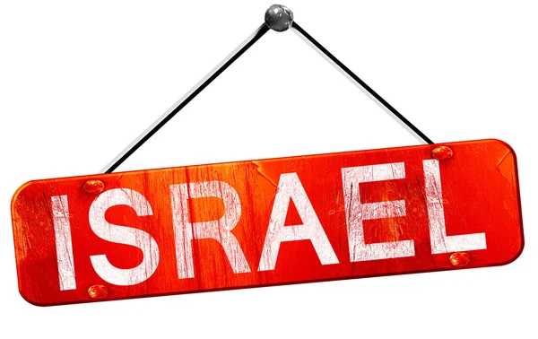 Israele, rendering 3D, cartello rosso appeso — Foto Stock