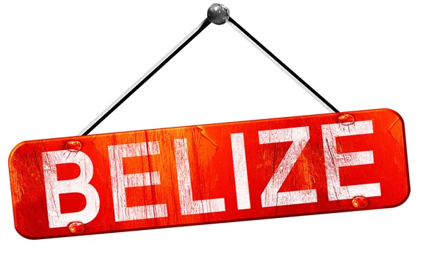 Belize, 3d-rendering, en röd hängande tecken — Stockfoto