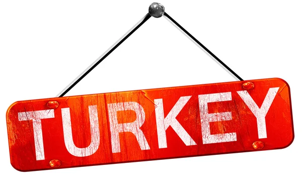 Turquia, renderização 3D, um sinal de suspensão vermelho — Fotografia de Stock