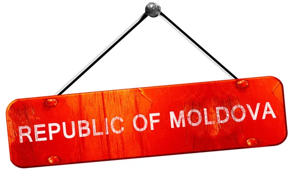 Republic of moldova, 3D rendering, a red hanging sign — Stock Photo, Image