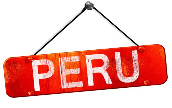 Pérou, rendu 3D, un panneau rouge suspendu — Photo