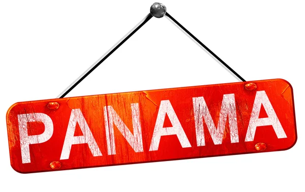 Panamá, representación 3D, un cartel colgante rojo —  Fotos de Stock