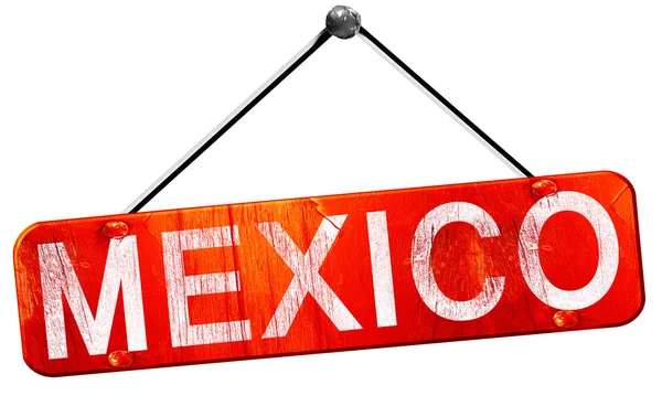 Mexico, 3D-rendering, een rode opknoping sign — Stockfoto