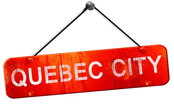 Quebec city, 3d render, işareti asılı kırmızı — Stok fotoğraf