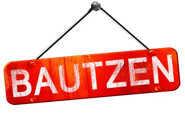 Bautzen, representación 3D, un signo colgante rojo —  Fotos de Stock