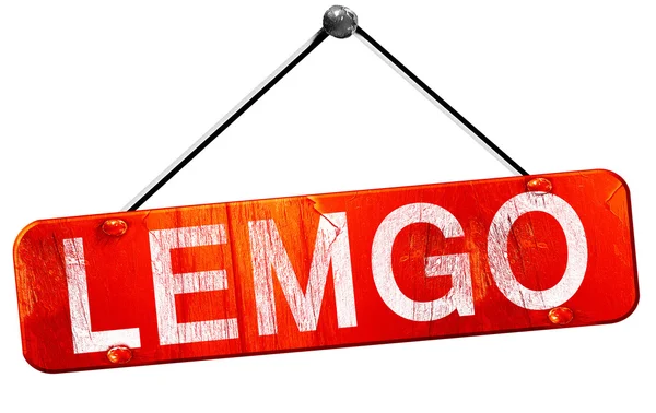 Lemgo, representación 3D, un signo colgante rojo — Foto de Stock